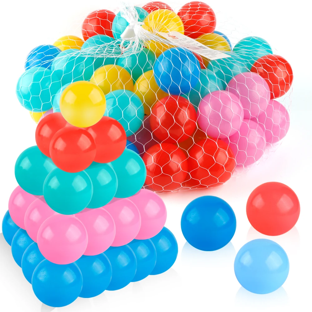 Coogam Pit Balls Pack of 50 -5 Color Hollow Soft Plastic Ball for Toddler Kids Birthday Party Favors Pool Water Bath Toy Kid | Игрушки и