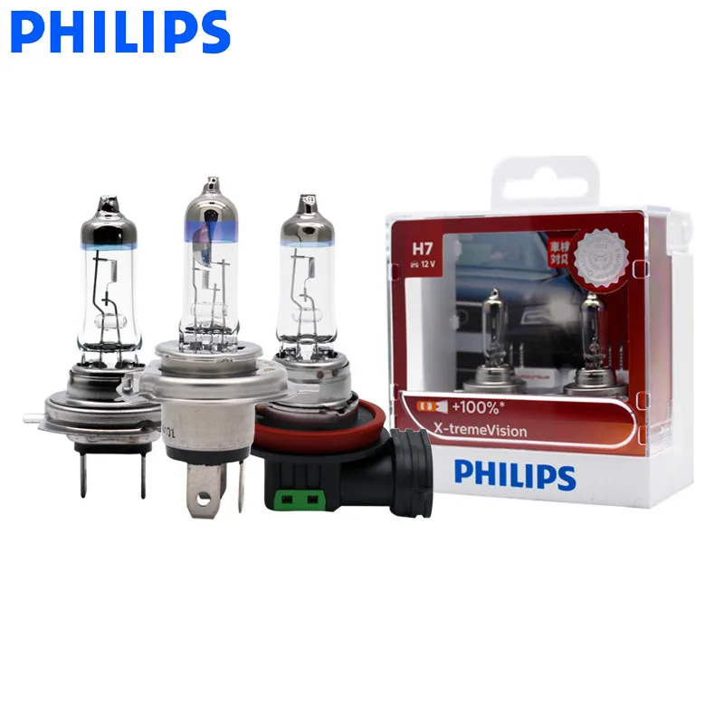 Лампы Philips X treme Vision H1 H4 H7 H11 9003 9005 9006 HB3 HB4 для автомобильных фар яркие галогенные