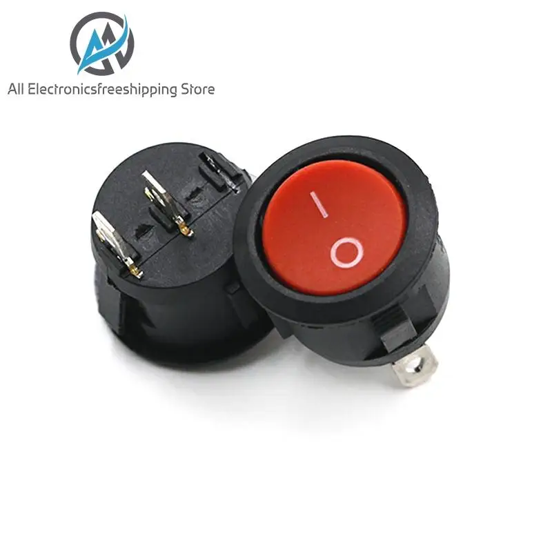 Круглый тумблер ВКЛ./ВЫКЛ. 3A/250VAC Пластиковый Кнопочный переключатель красный