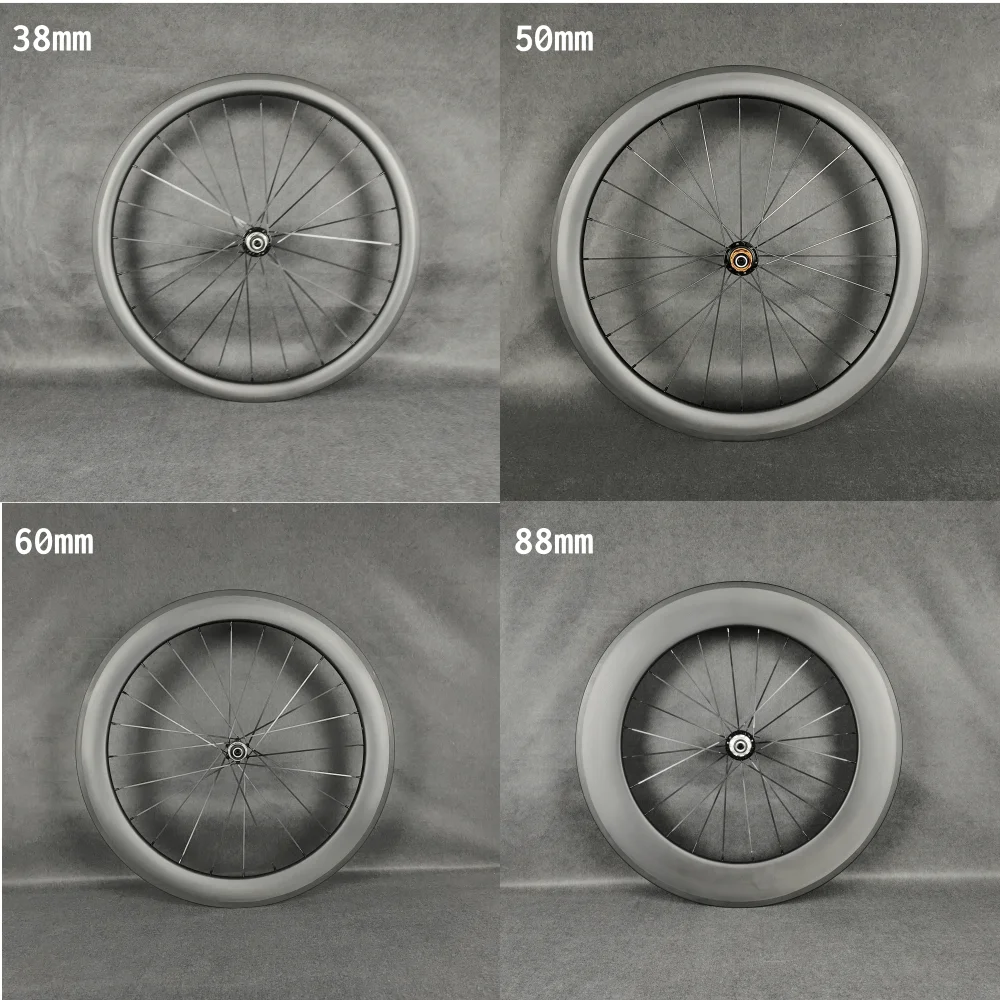 

700C Carbon Fiber Road Bike Rear Wheel 38/50/60/88mm Depth 25mm Width Clincher/Tubular/Tubeless UD Matte Logo Can Be Customized