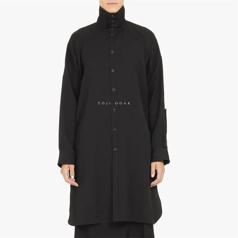 Рубашка мужская с воротником-стойкой ветровка средней длины в японском