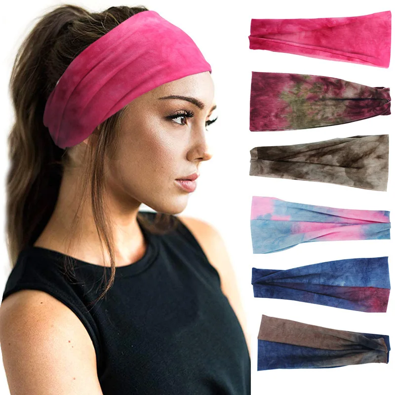 

Women Tie-dye Cross Knot Headbands Hair Accessories Knotted Elastic Hairband Sport Bandana Female Fashion Hair Ties Headwear