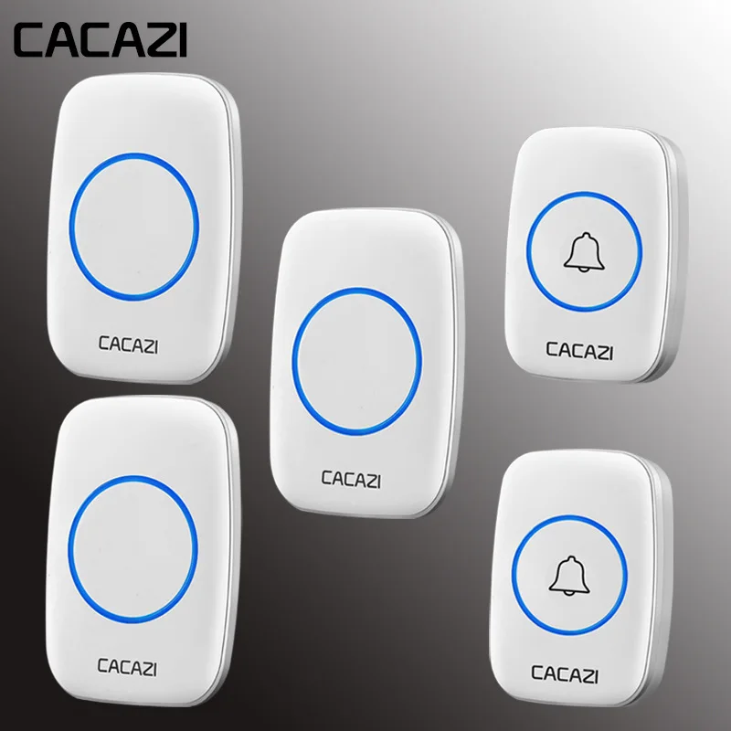 white2x3 CACAZI Беспроводной дверной звонок 100-240V Водонепроницаемый дверной звонок 38 кольца 3 объем дверной звонок 300 м Пульт дистанционного управления цифровой дверной звонок EU/US/UK Разъем - Цвет: white2x3