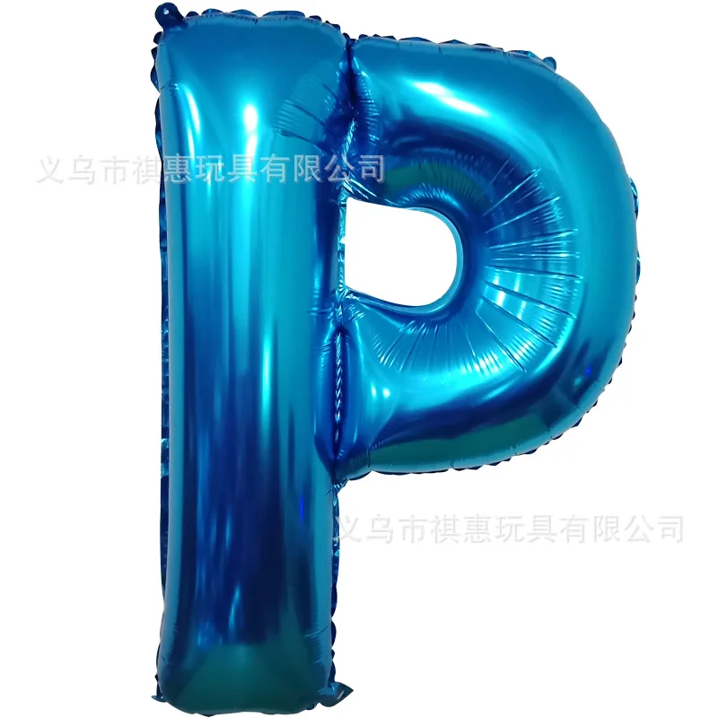 40 inch Blue aluminum film letter balloon Aluminum foil birthday Party wedding supplies Decorative photography props balloon - Цвет: P