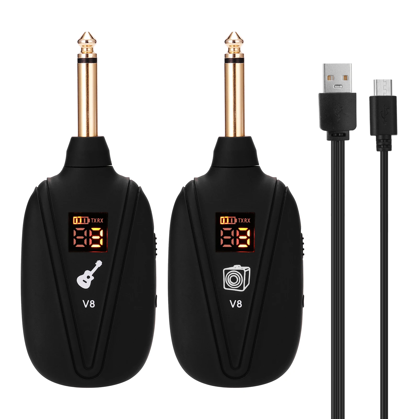 V 8 Беспроводной гитары Системы Перезаряжаемые 4 Каналы гитарный приемник