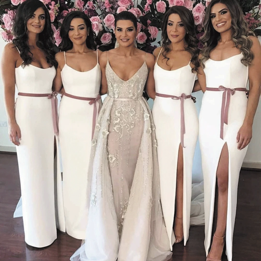SuperKimJo платья подружки невесты длинные белые дешевые сексуальные свадебные с