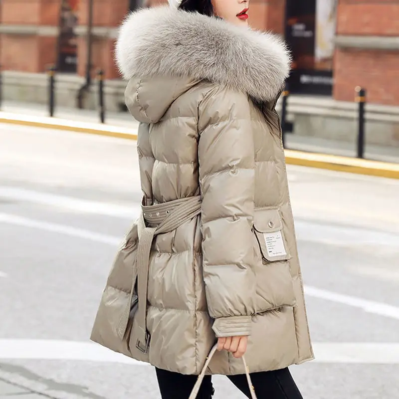 

Women 's Cotton -Padded Jacket Mid-Length Thick Fashion Winter New Slim -Fit Cotton -Padded Coat