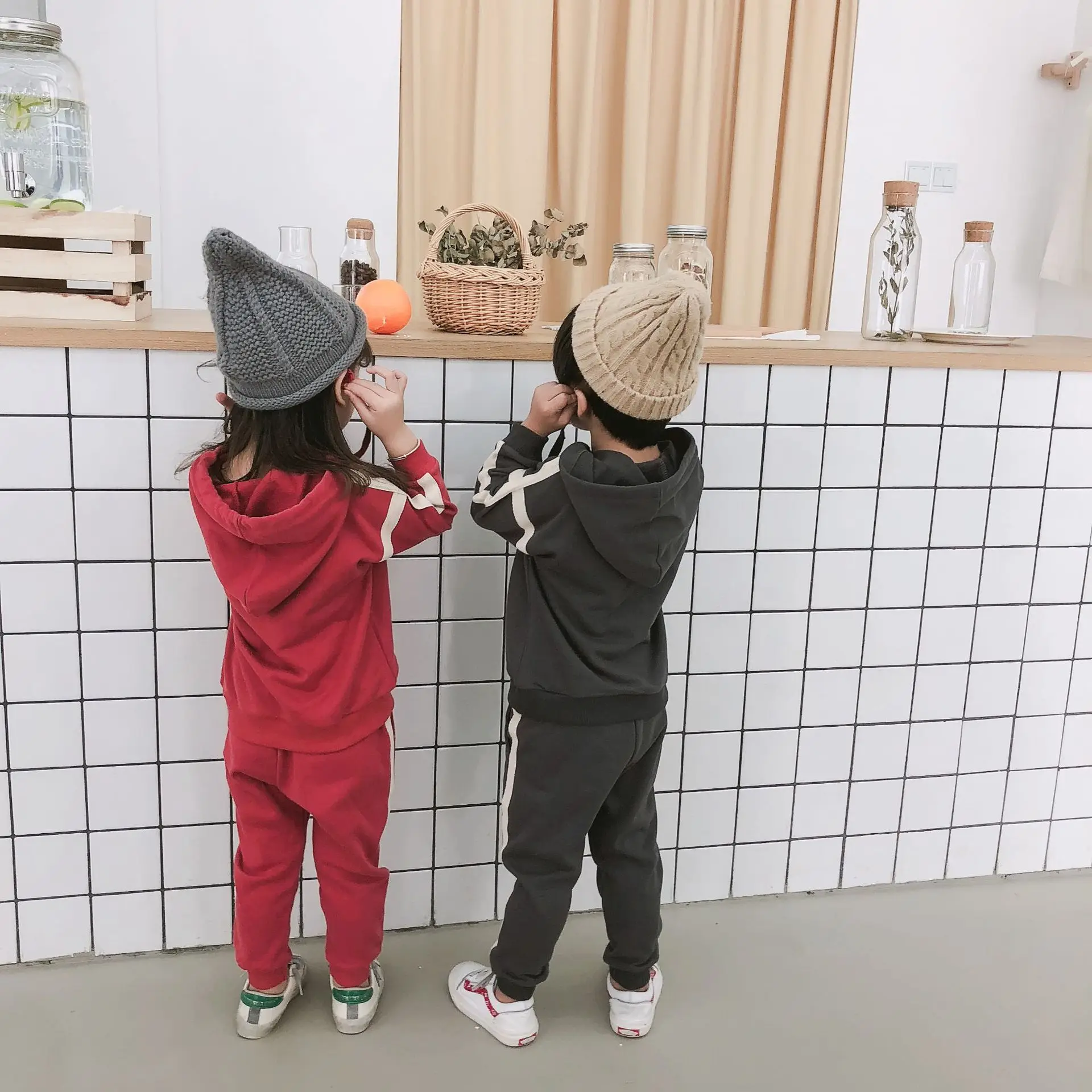 Осень 2019 модные повседневные спортивные костюмы для мальчиков и девочек детские