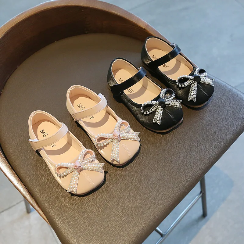 

Girls Shoes Pearls Butterfly Princess Shoes Bead Bling Mary Janes Shoes For Childred Baby Kids Leather Shoes Green 2021 Spring