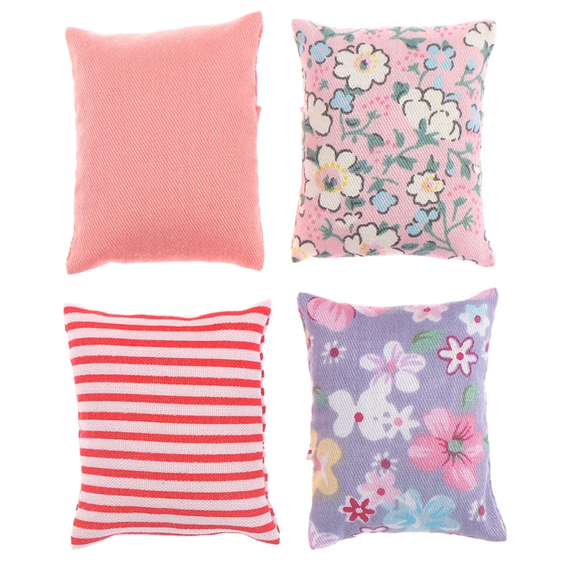 

2PCS Cute Flower Pillow Cushions For Sofa Couch Bed For For Doll house 1/12 Dollhouse Miniature Furniture Toys