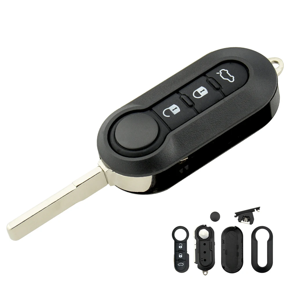 OkeyTech Folding Flip Remote Car Key For Fiat 500 500L Punto Florino Doblo Qubo 433mhz ID46 PCF7946 Chip 3 Buttons Uncut Blade | Автомобили