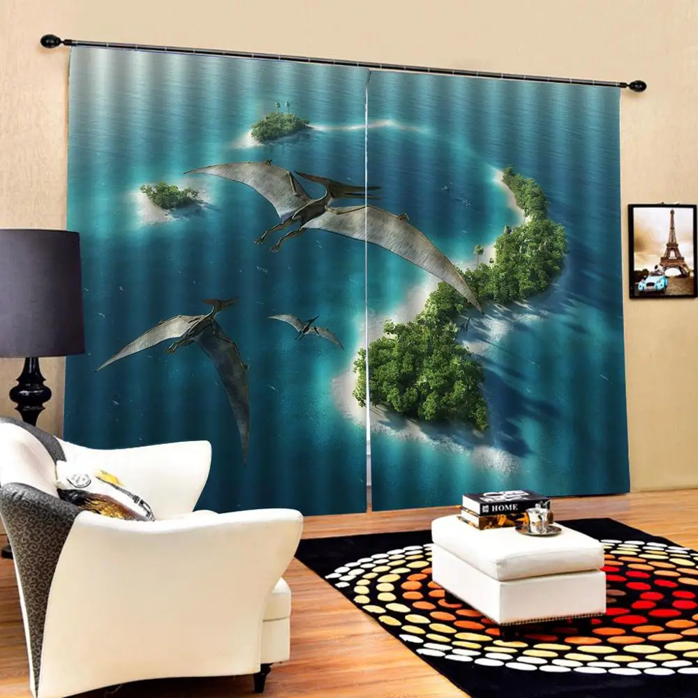 

blue curtains lake 3D Blackout Curtains For Living room Bedding room Drapes Cotinas para sala