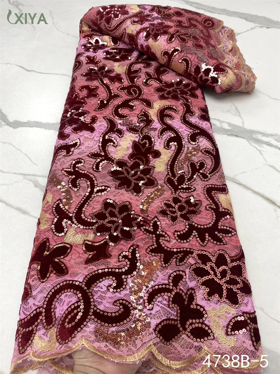 

African Velvet Lace Fabrics 2022 High Quality Lace Nigeria Lace Fabric for Sewing French Tulle Lace Fabric with Sequins APW4738B