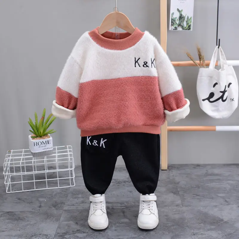 Комплекты для детей осенне зимние Утепленные вельветовые Детские костюмы