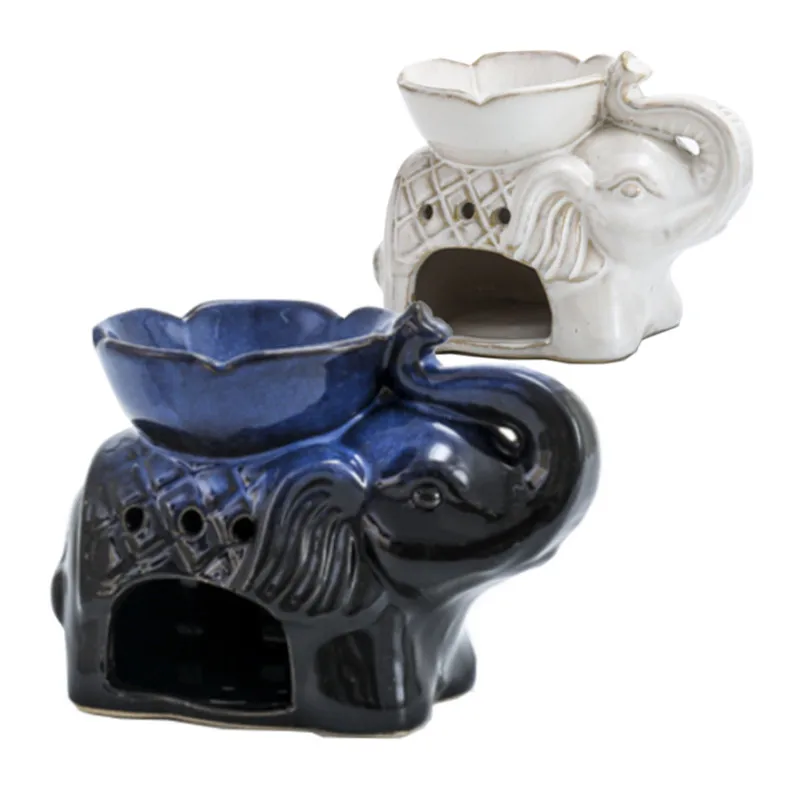 Керамическая тайская арома горелка с изображением слона для благовоний