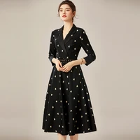 patchwork dress casual style 100 cotton printed v neck three quarter sleeve sashes dresses new fashion