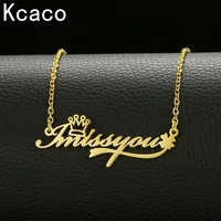 custom name necklace personalized for women stainless steel chains pendants necklaces letter choker with crown girl party gift