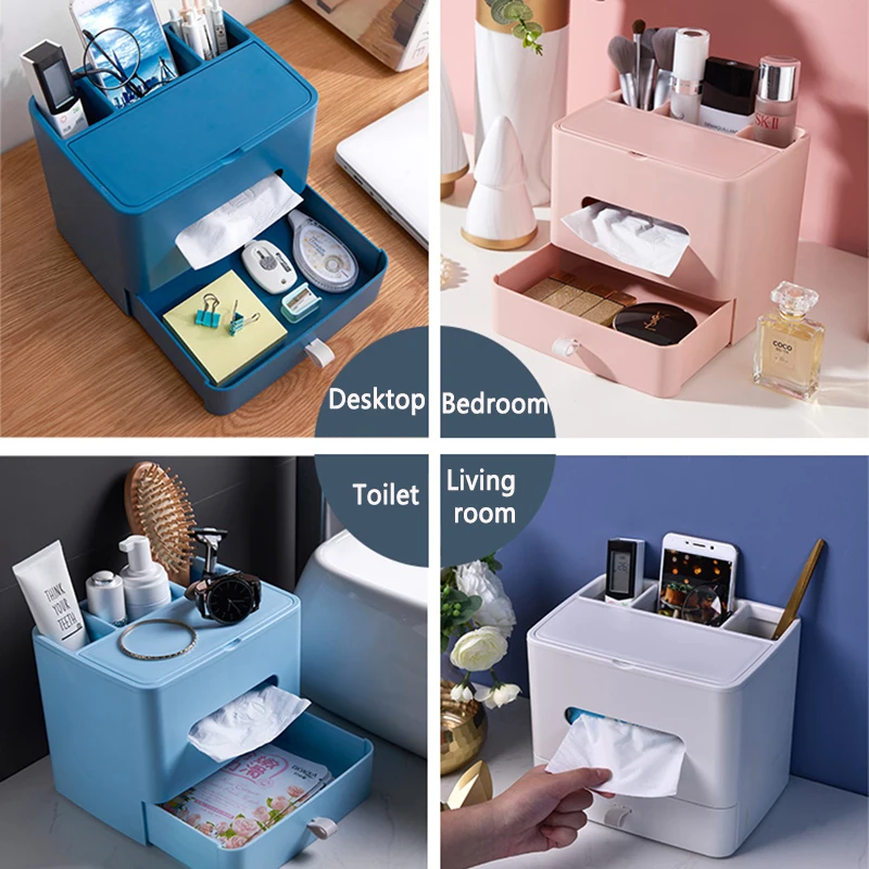 Зеркальный пластиковый ящик для хранения органайзер макияжа Настольная офисная