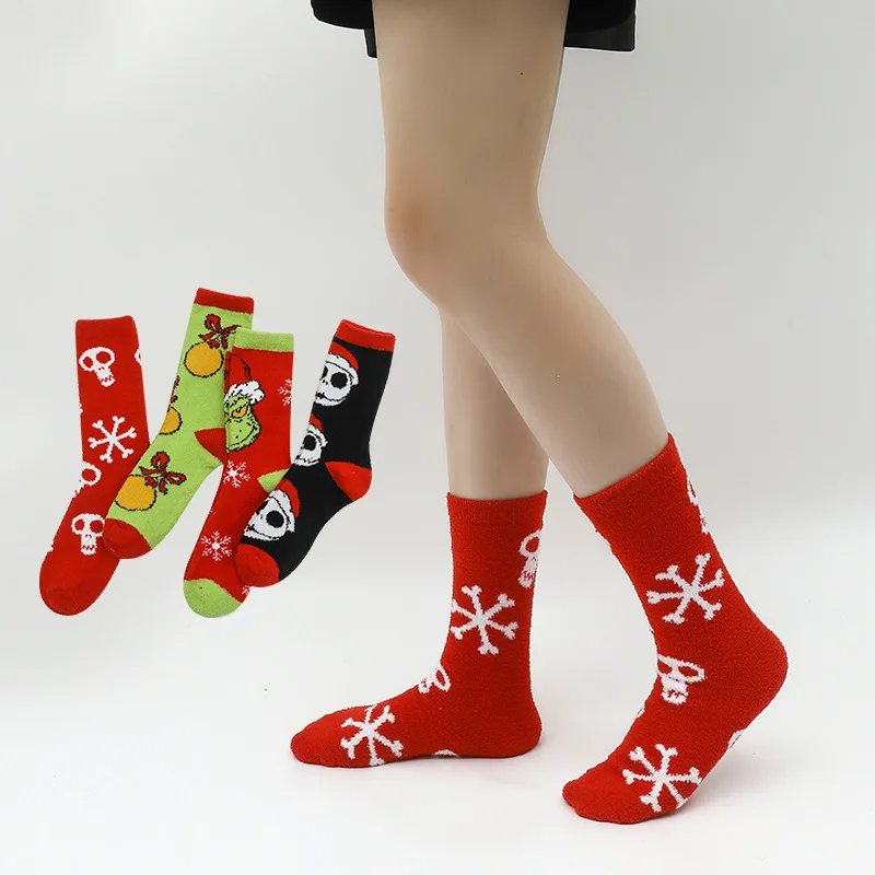 

Chaussettes de noël pour hommes et femmes, chaussettes en coton personnalisées, en tube, pour Halloween, nouvelle collection