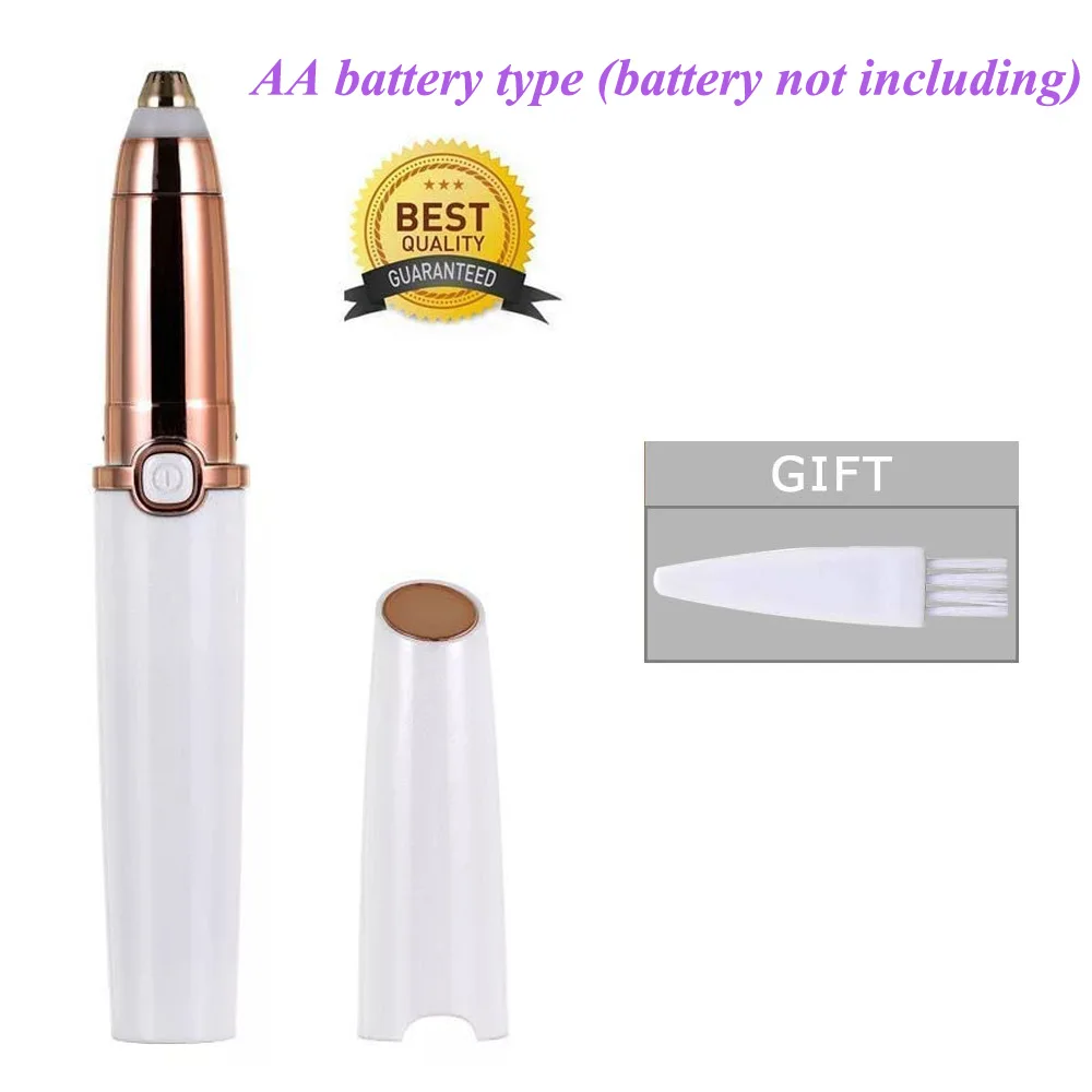 WHITE Battery Эпилятор для бровей для женщин, эпиляция бровей, электрический триммер, бритва, работающая от батареи, для гладкой отделки и безболезненной - Цвет: WHITE Battery