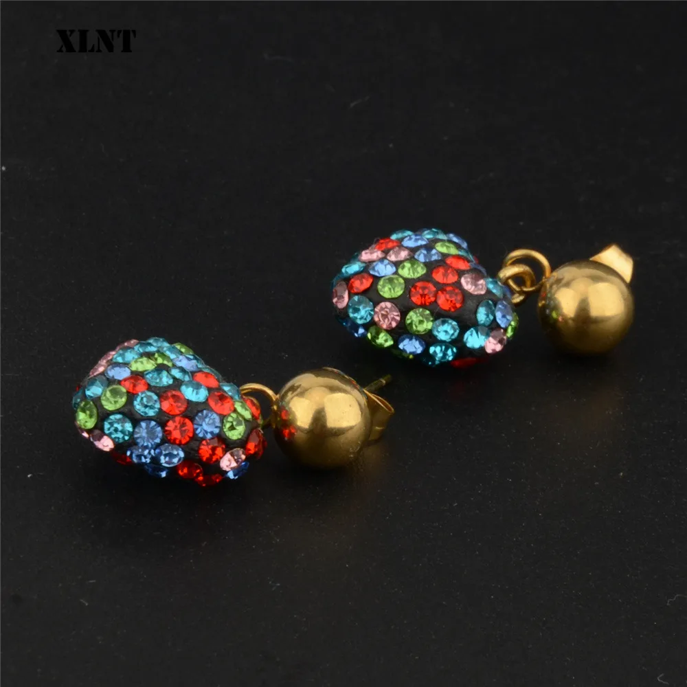 XLNT модные золотые Цвет в форме сердца геометрической формы висячие серьги виде