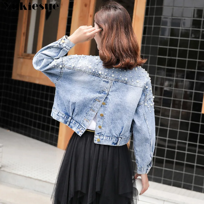 Женская джинсовая куртка размера плюс короткая Весенняя женская одежда
