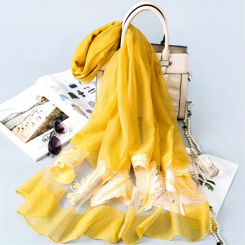 LJCUIYAO женский шарф модный весенний Летний Шелковый шарфы полые платки с кружевом