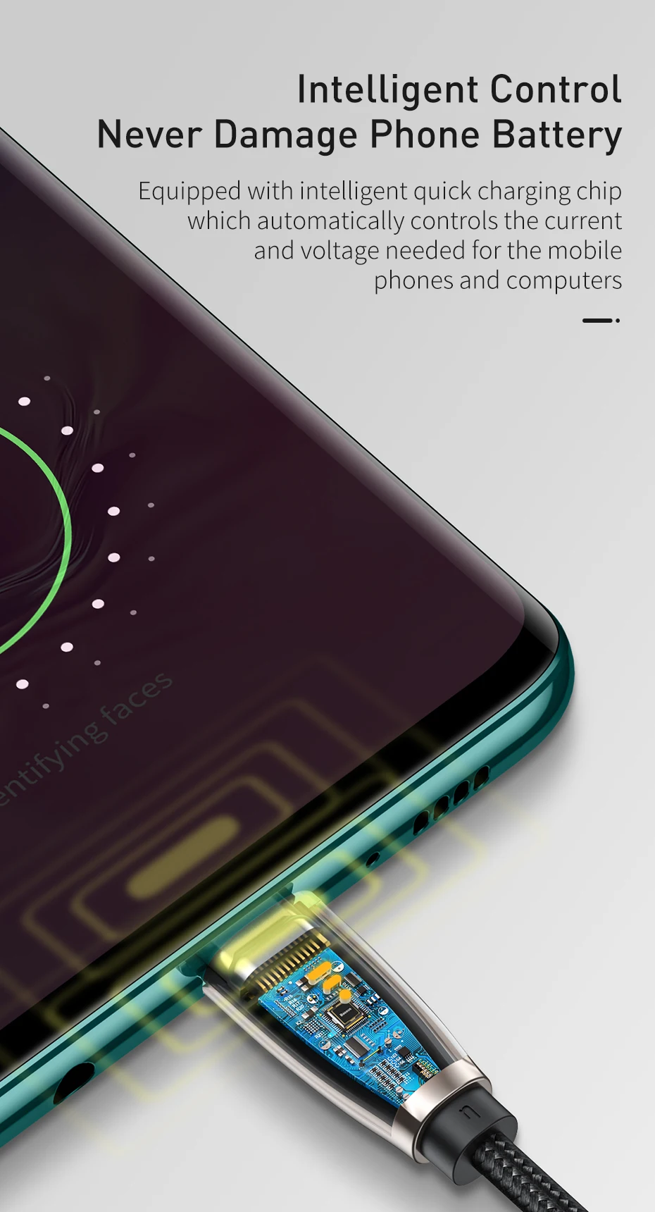 Baseus usb type-C кабель для Samsun S9 S10 Quick Charge 3,0 USB C кабель для Xiaomi Redmi Note 8 Pro светодиодный usb type USB-C провод