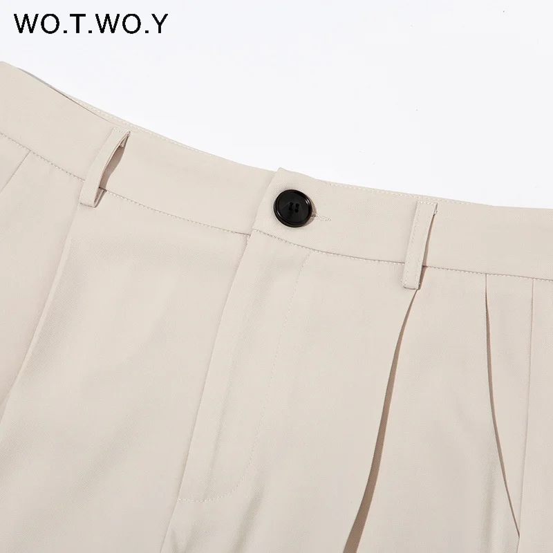 

WOTWOY Elegant Formal 2 Pieces Set Blazer and Pants Suits Women Double Breasted Cropped Jacket Female Black White Autumn Outfits