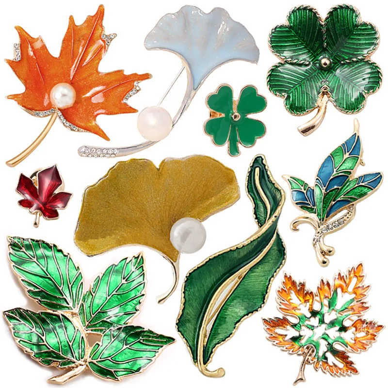 1 шт. зеленая эмалированная брошь четыре листа клевера в виде кленового