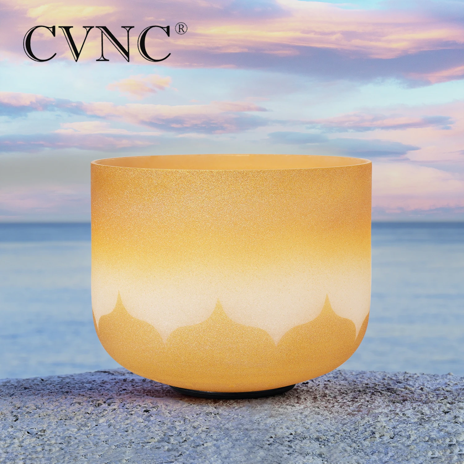 CVNC 8 дюймов лотоса Золотой матовая миска энергия чакры Кварцевый Поющая чаша