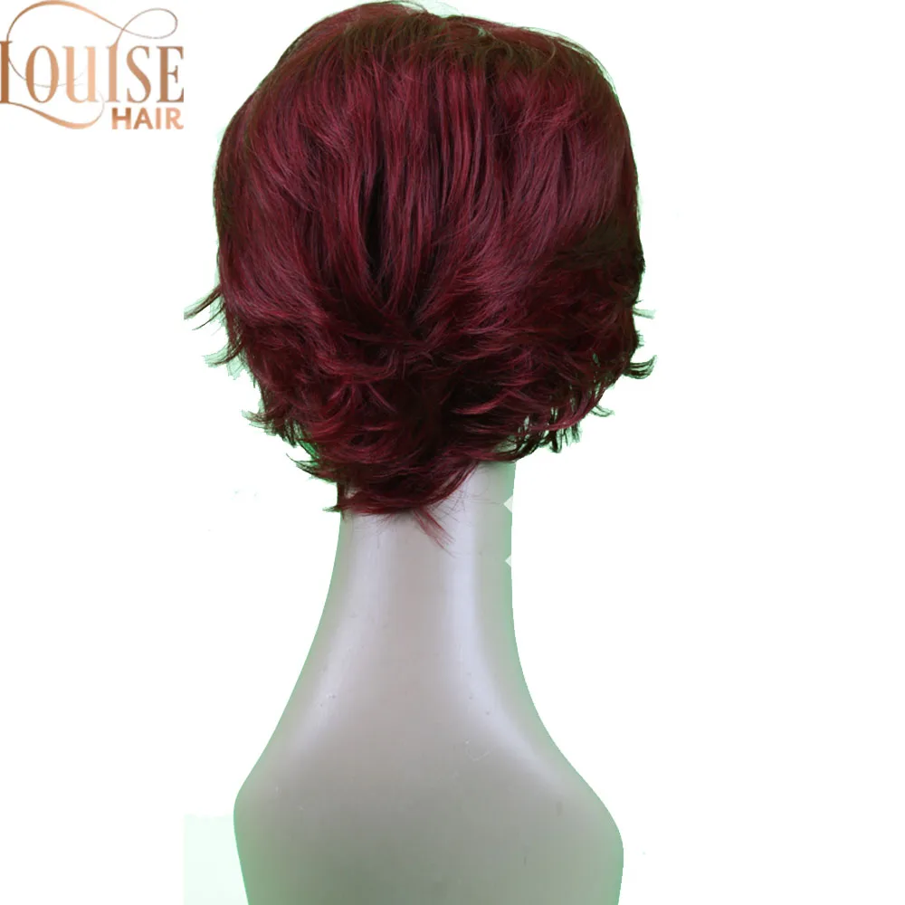 Короткие бордовые парики Louise вьющиеся синтетические волосы женские красные с