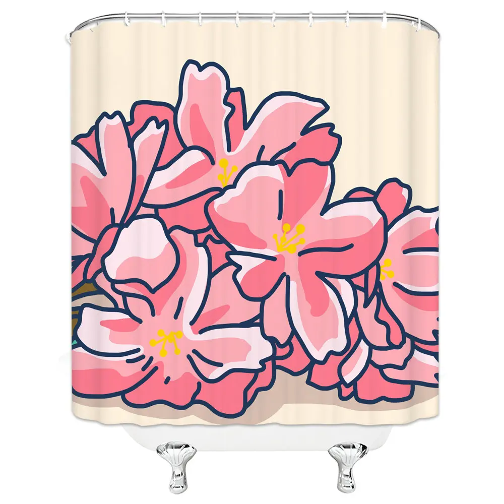 

Shower Curtain Bath Curtain Bathroom Flowers Green leaves landscape Print Curtains Waterproof Bathroom Curtain