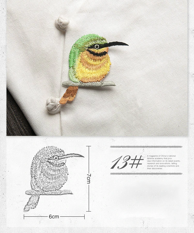 13 single bird Птица патч цветок вышивка железа на патчи для одежды аппликация DIY шляпы пальто платье брюки аксессуары ткань стикер - Цвет: 13 single bird