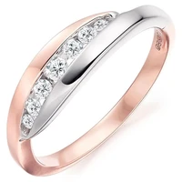 exquisite womens two color crystal zircon ring thin flat ring engagement wedding ring birthday party jewelry valentine day gift