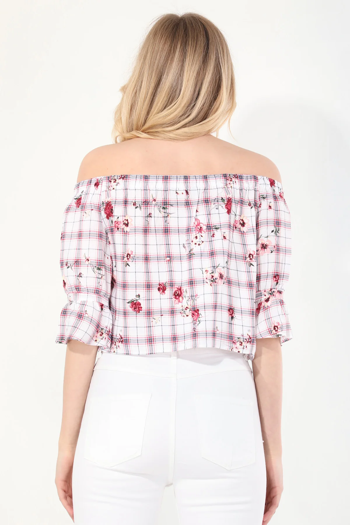

Womens Patterned Strapless Blouse