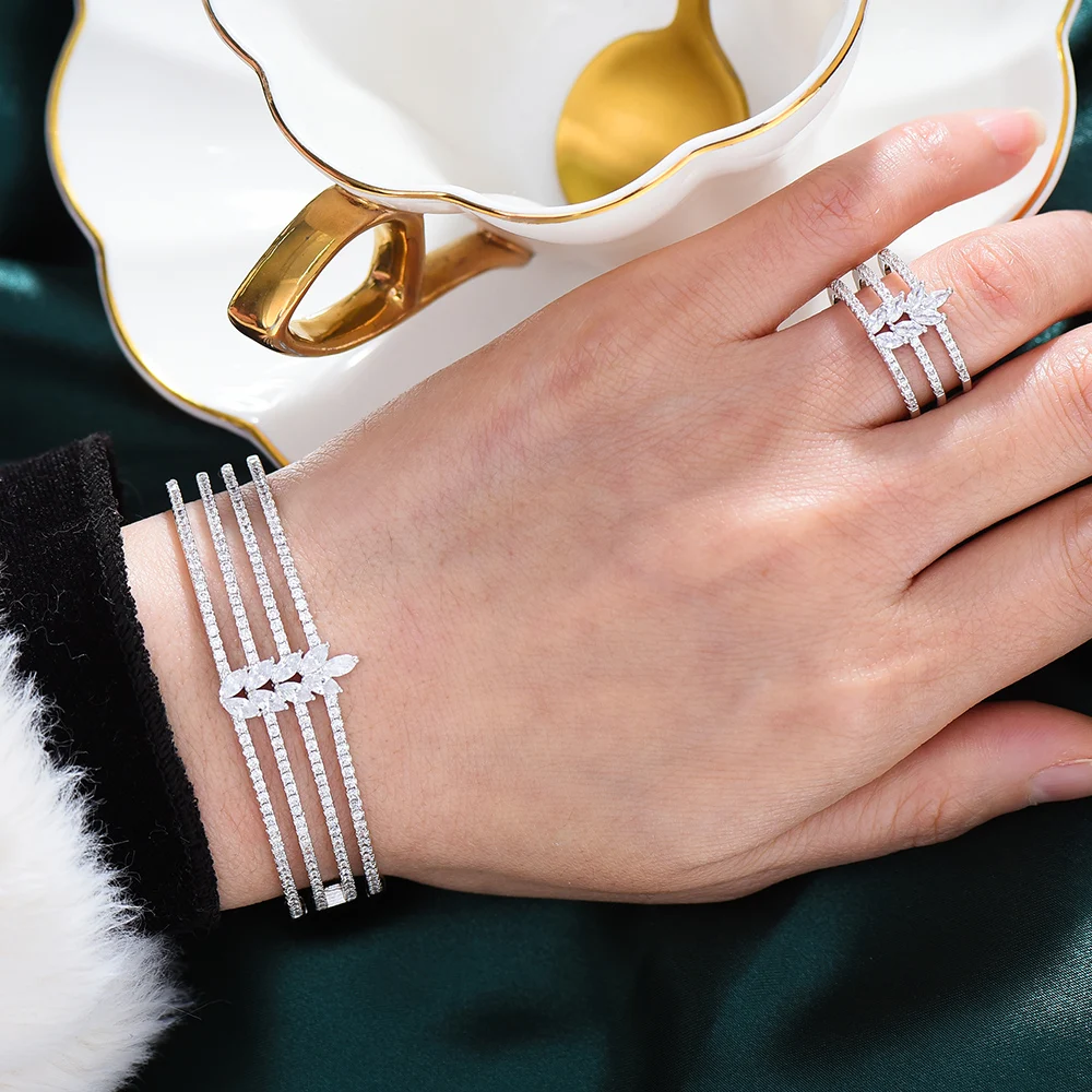 

missvikki Fashion trend Spikes Bangle Ring Jewelry Set for Women Girl Gift Bridal Wedding Important Occasion Party High Quality