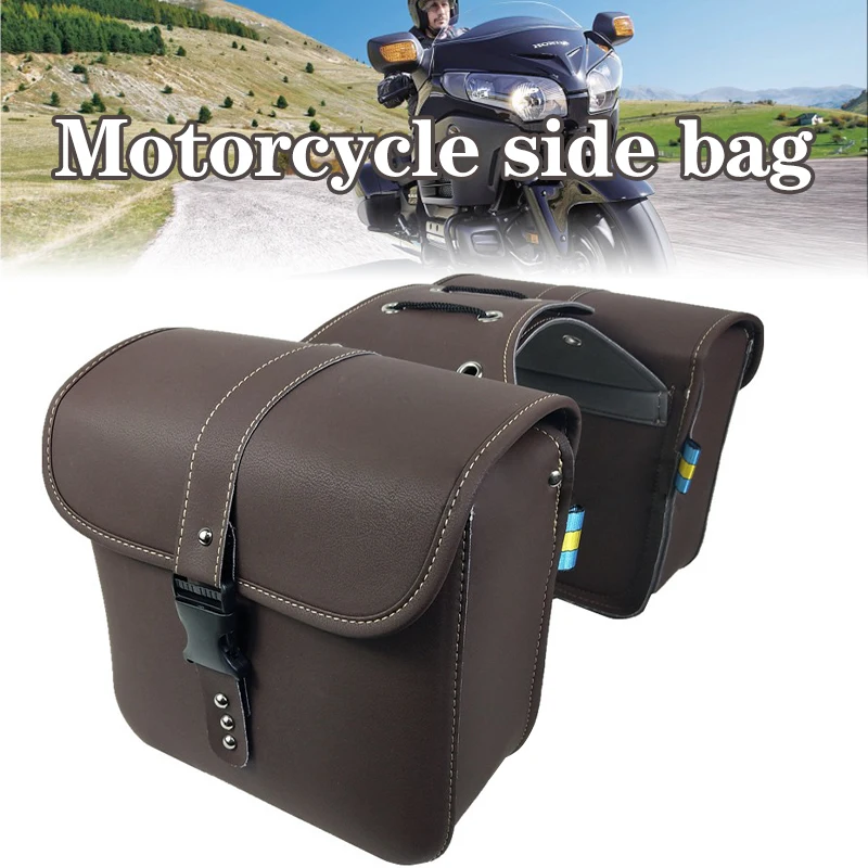 

Brown Motorcycle Large Capacity SaddleBag Motorbike Side Bags Storage Tool