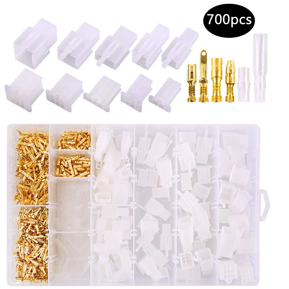 

700pcs/Set Wire Connectors Kit 2.8mm 2 3 4 6 9 Pin Automotive Electrical Connectors Pin Header Crimp Wire Terminals Tools