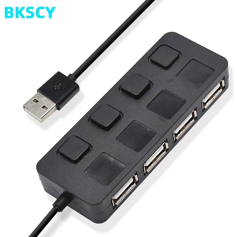 

Bkscy usb-хаб высокоскоростной 4 порта LED USB 2,0 адаптер концентратор включения/выключения питания для ПК ноутбука разветвитель расширения развет...