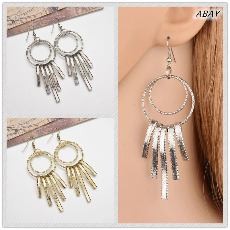 ABAY этнические Ловец снов кисточкой Круглый Сплав Висячие серьги корейские