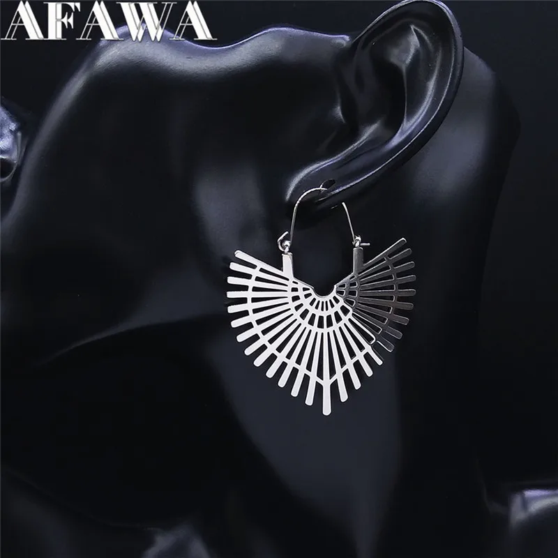 

2022 Bohemia Geometry Stainless Steel Hoop Earrings for Women Silver Color Round Earrings Women Jewelry aros argolla E9207S01