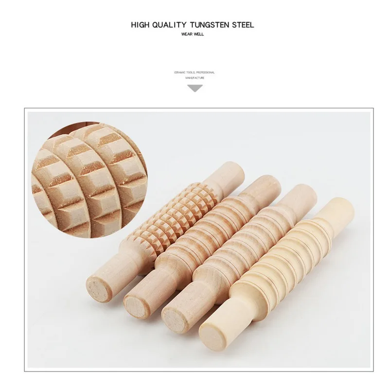 Печатный грязевой ролик глиняный инструменты для керамики деревянная Скалка