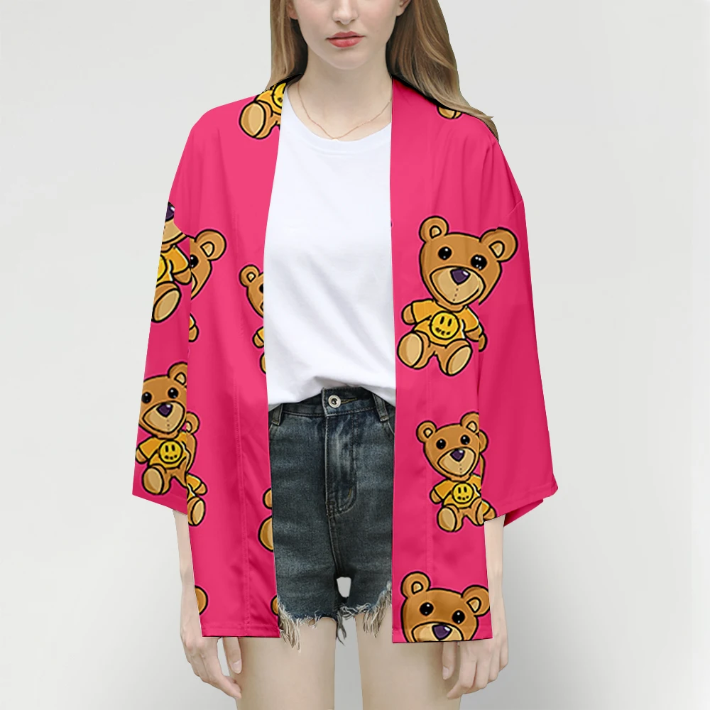 

Летняя футболка-кимоно с 3D принтом «много медведей» для мужчин и женщин, кардиган с животными, повседневный крутой кардиган в стиле хип-хоп для мальчиков и девочек, Солнцезащитная рубашка, футболки