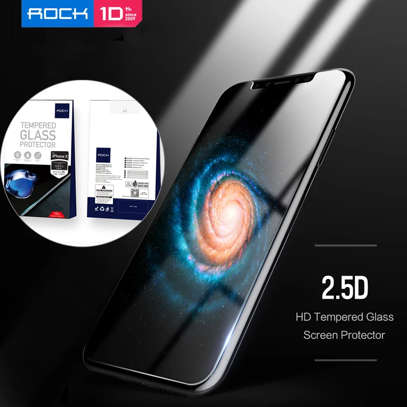 Для Apple IPhone X закаленное стекло, ROCK 0,26 мм 9H высокопрозрачное Закаленное стекло протектор экрана для IPhone X с розничной продажей Pacakge