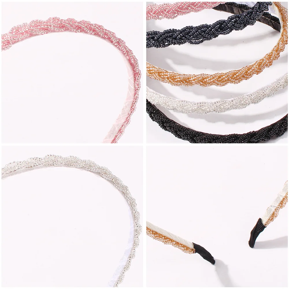 5pcs Braided Headbands Rhinestone Headband Women Beads Bezel Hair hoop Korea Hairband Girls Bride Wedding Accessories |