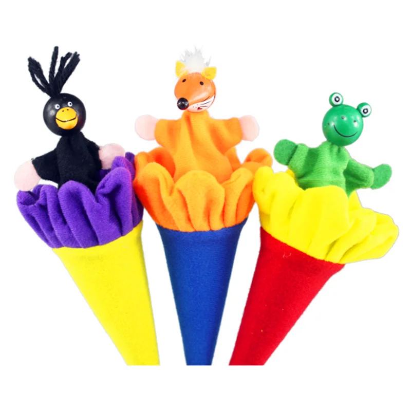 6PCs Wooden Toys Cartoon Animals Pop Up Puppets Telescopic Stick Rods Doll Kids Children Baby Funny | Игрушки и хобби