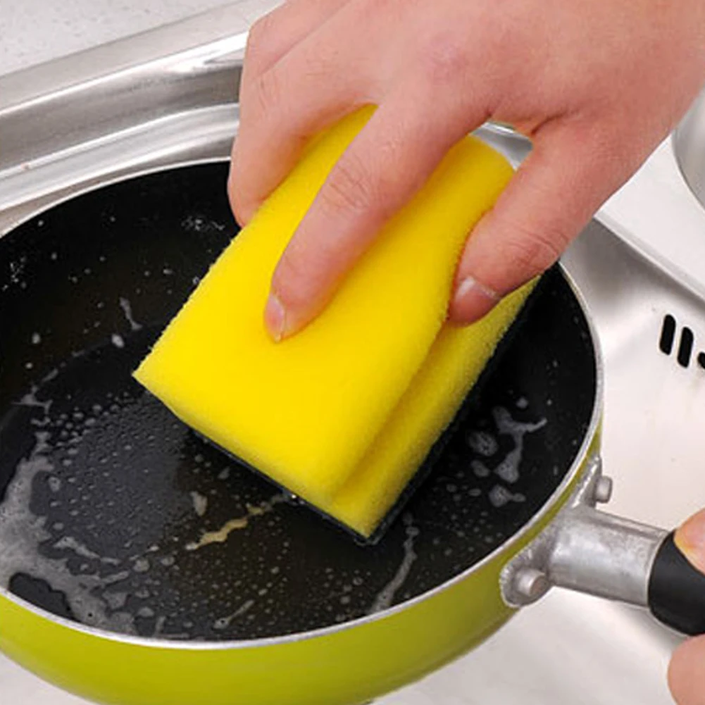 

5pcs Water Absorb Washing Double Sided Soft Scouring Home Kitchen Reusable Oil Remove Cleaning Sponge
