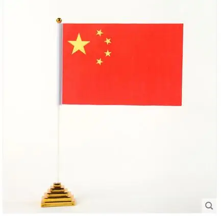 

Plastic gold-plated base table flag pole desk flag seat conference room signing world small country flag bar decoration
