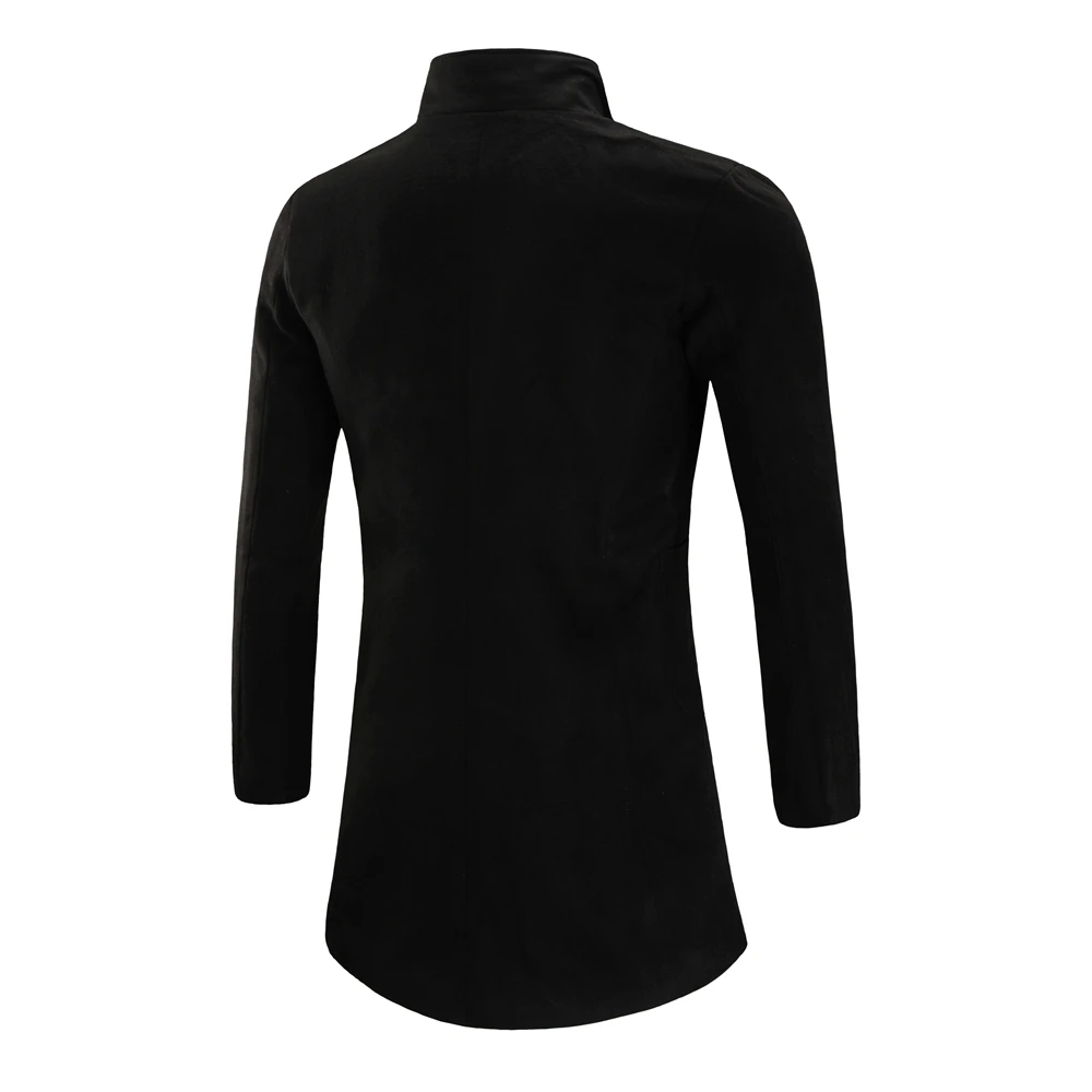 

2020 European and American men's fashion mid-length woolen coat simple solid color windbreaker jacket